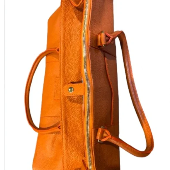 Orange Leather Tote Bag - Picture 4 of 9